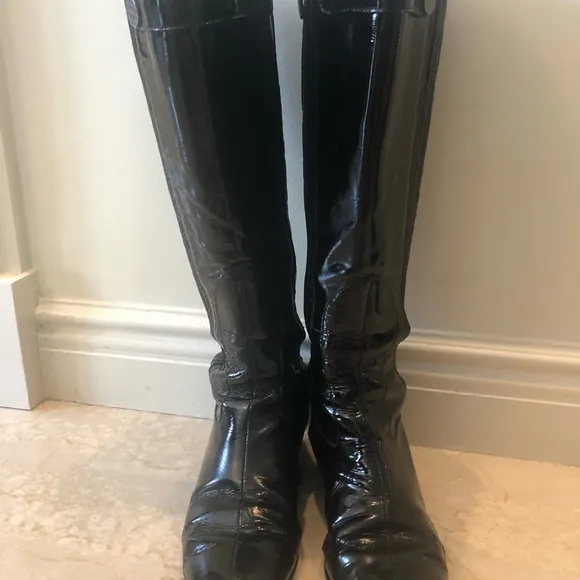 Cole Haan Blk Patent Leather Boots SZ 10