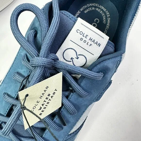 Cole Haan Golf Shoes Men 11 Blue Suede Canvas GrandPro Crew Water Resistant NEW
