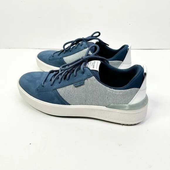 Cole Haan Golf Shoes Men 11 Blue Suede Canvas GrandPro Crew Water Resistant NEW