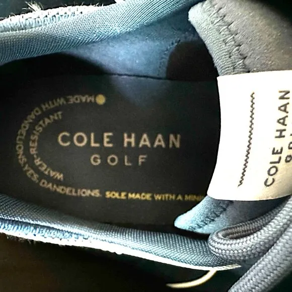 Cole Haan Golf Shoes Men 11 Blue Suede Canvas GrandPro Crew Water Resistant NEW