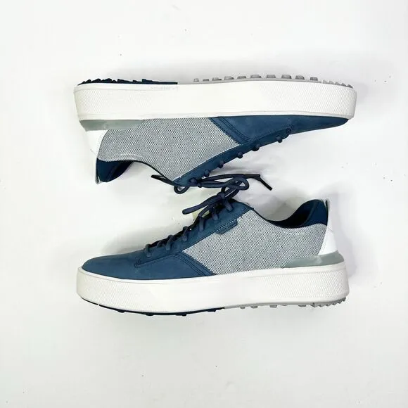 Cole Haan Golf Shoes Men 11 Blue Suede Canvas GrandPro Crew Water Resistant NEW