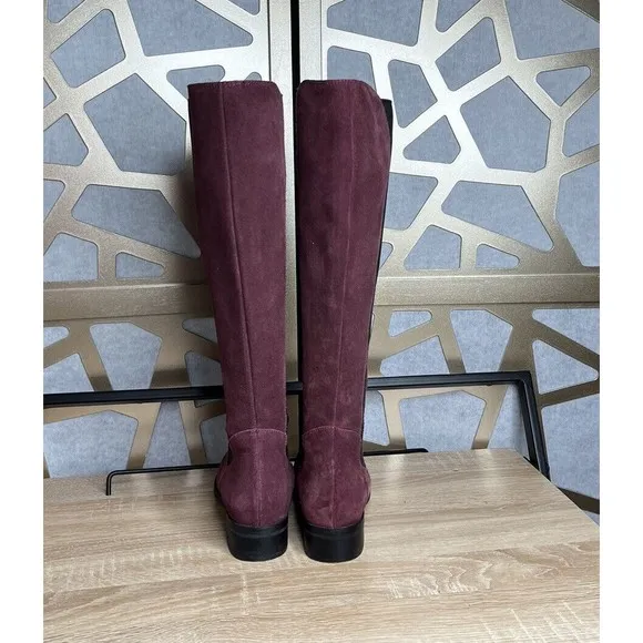 COLE HAAN Jodhpur Burgundy Suede Leather  Pull On Tall Riding Boots 5.5 B