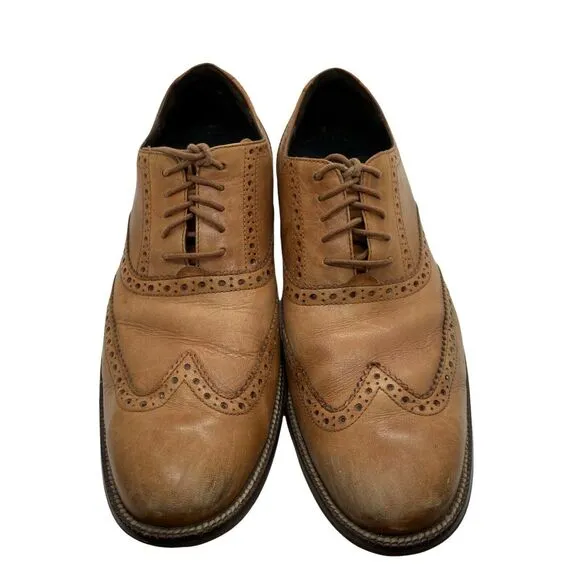Cole Haan Mens Williams C12210 Tan Wingtip Lace Up Oxford Dress Shoes Size 9 M