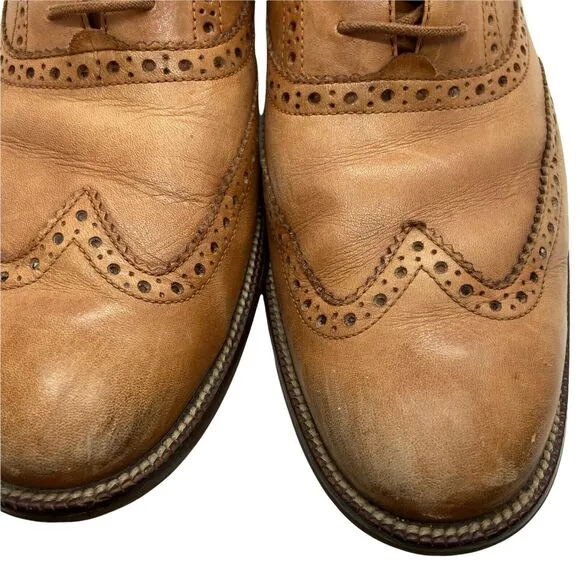 Cole Haan Mens Williams C12210 Tan Wingtip Lace Up Oxford Dress Shoes Size 9 M