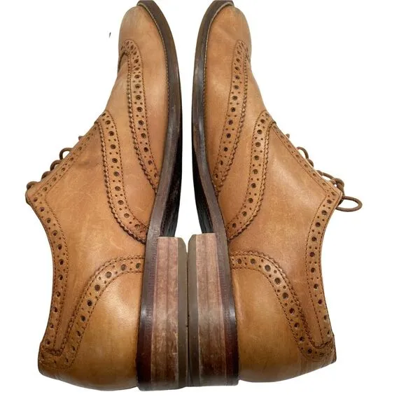 Cole Haan Mens Williams C12210 Tan Wingtip Lace Up Oxford Dress Shoes Size 9 M