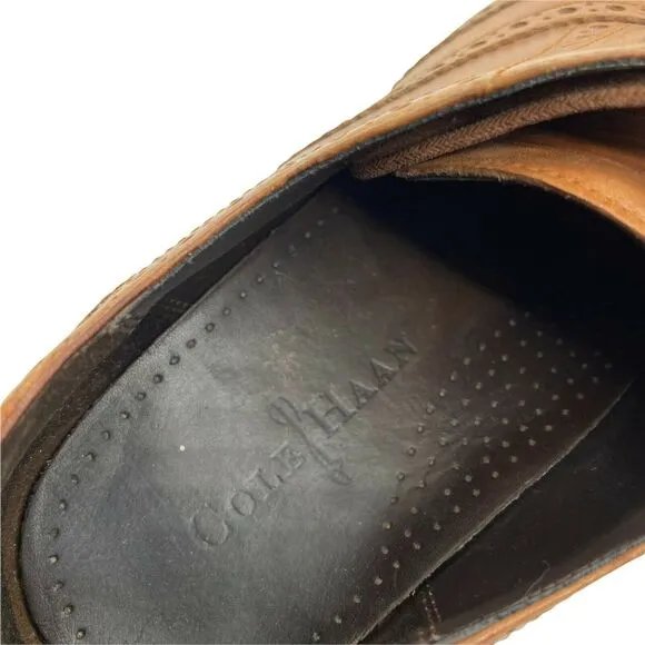 Cole Haan Mens Williams C12210 Tan Wingtip Lace Up Oxford Dress Shoes Size 9 M