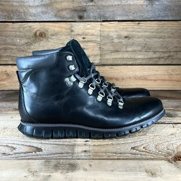 Cole Haan Men's Zerogrand Hiker Boot Water-Resistant - Black Leather - 10.5