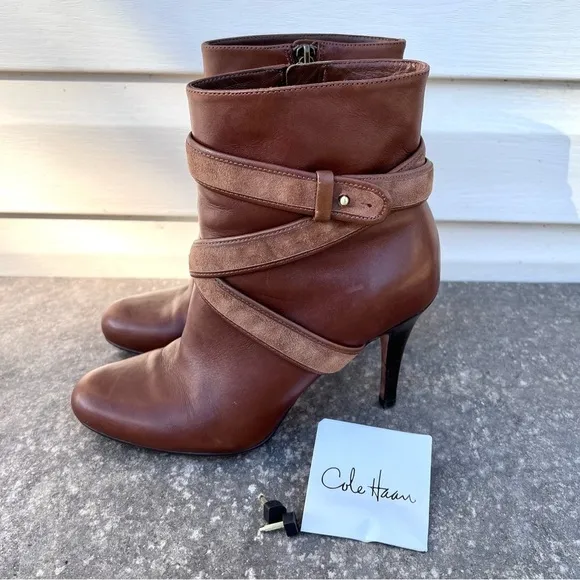 Cole Haan Nike Air Talia Strappy Leather Belt Ankle Boots