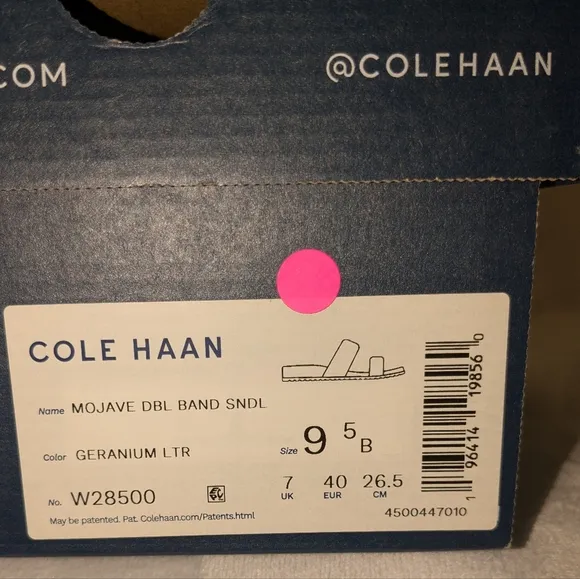 Cole Haan Women's Mojave Double Band Slip On Slide Sandals Hot Pink Size 9.5