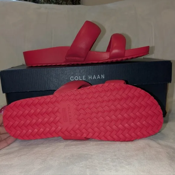Cole Haan Women's Mojave Double Band Slip On Slide Sandals Hot Pink Size 9.5