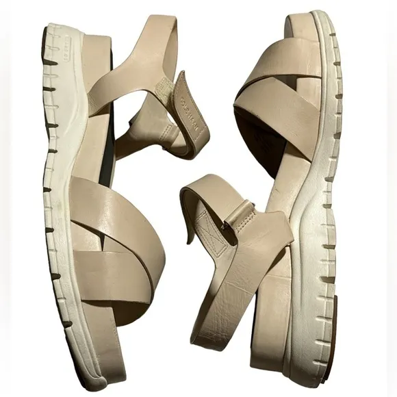 Cole Haan Zero Grand comfort criss cross sand leather sandals Sz 10 1/2