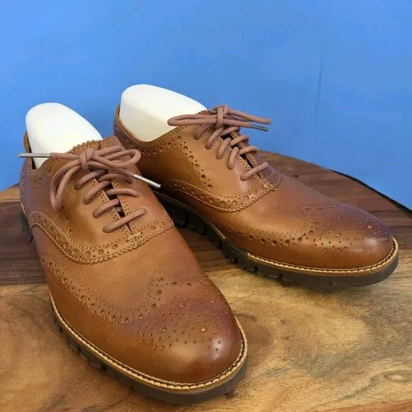 Cole Haan Zerogrand Wingtip Oxford British Tan Leather C29411 Men's 9M