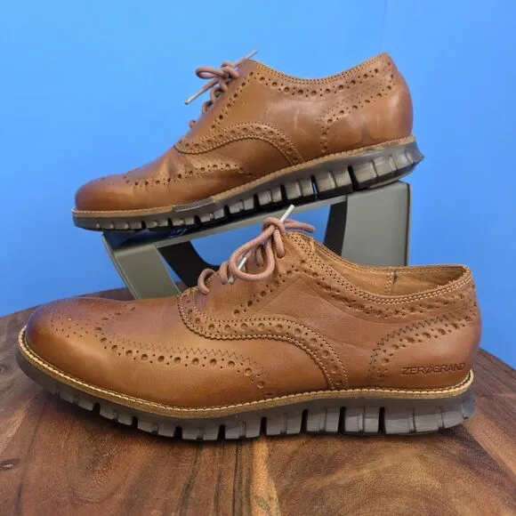 Cole Haan Zerogrand Wingtip Oxford British Tan Leather C29411 Men's 9M