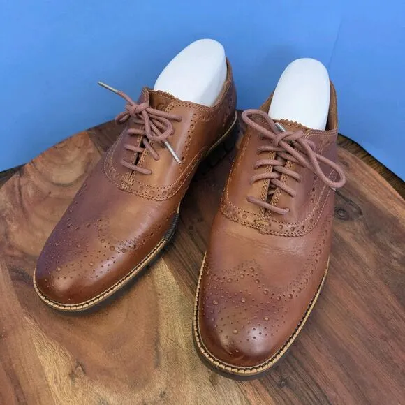 Cole Haan Zerogrand Wingtip Oxford British Tan Leather C29411 Men's 9M