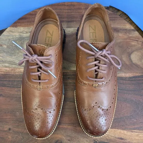 Cole Haan Zerogrand Wingtip Oxford British Tan Leather C29411 Men's 9M