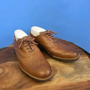 Cole Haan Zerogrand Wingtip Oxford British Tan Leather C29411 Men's 9M