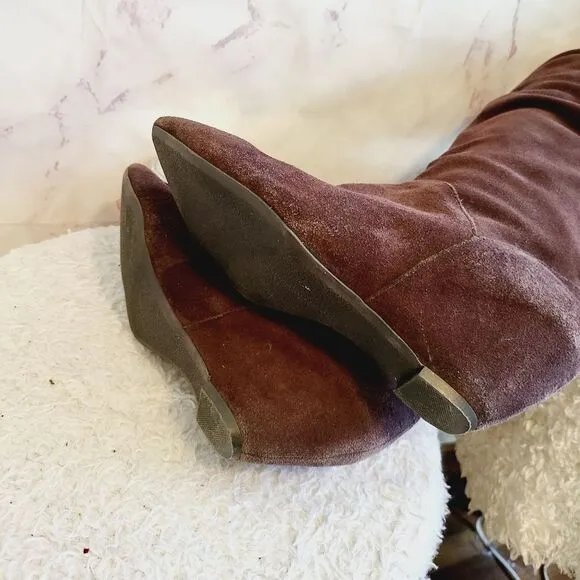 Colin Stuart Tall suede leather hidden wedge scrunch boots
