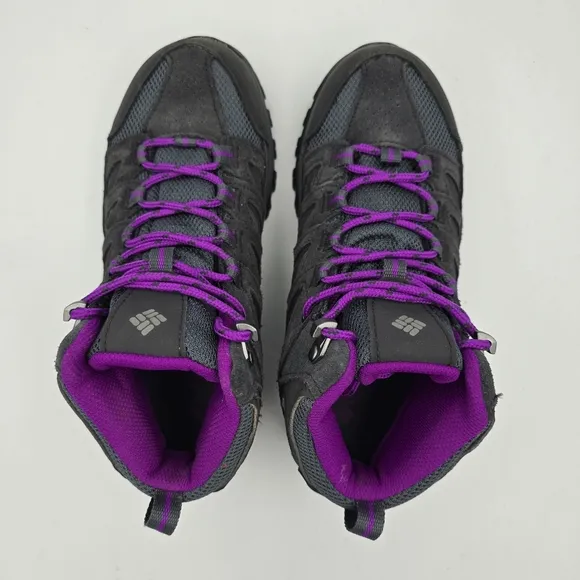 Columbia Crestwood Mid Waterproof Hiking Shoes, Graphite, Bright Plum, Women's 6