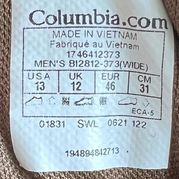 Columbia Newton Ridge Plus II Suede Waterproof Men's Boot Size 13 Wide #B1538
