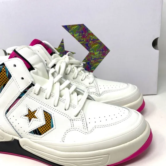 Converse Weapon CX Shoes Mid Top Pink White Leather Women Size Sneakers A00437C
