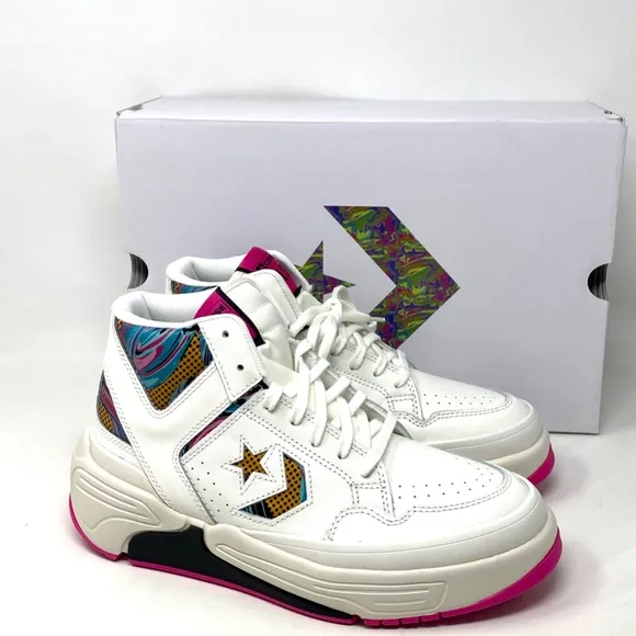 Converse Weapon CX Shoes Mid Top Pink White Leather Women Size Sneakers A00437C