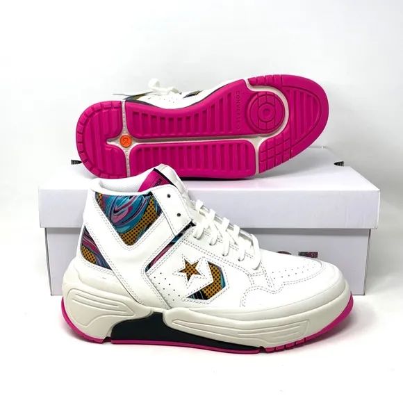 Converse Weapon CX Shoes Mid Top Pink White Leather Women Size Sneakers A00437C