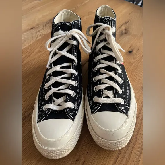 CONVERSE X PLAY COMMES DES GARÇONS CHUCK 70 HIGH TOPS, SIZE 8.5 M/10.5 W.