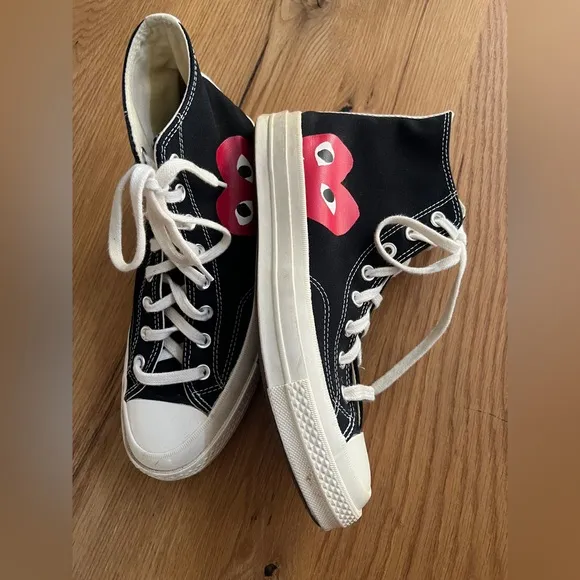 CONVERSE X PLAY COMMES DES GARÇONS CHUCK 70 HIGH TOPS, SIZE 8.5 M/10.5 W.