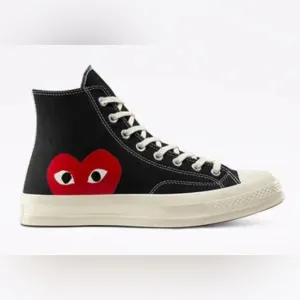 CONVERSE X PLAY COMMES DES GARÇONS CHUCK 70 HIGH TOPS, SIZE 8.5 M/10.5 W.