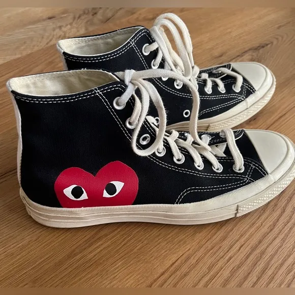 CONVERSE X PLAY COMMES DES GARÇONS CHUCK 70 HIGH TOPS, SIZE 8.5 M/10.5 W.