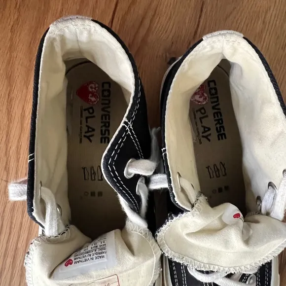 CONVERSE X PLAY COMMES DES GARÇONS CHUCK 70 HIGH TOPS, SIZE 8.5 M/10.5 W.