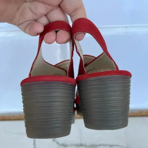 COPY - Fly London Ylfa Scarlet Red Leather Lace sandals size 8