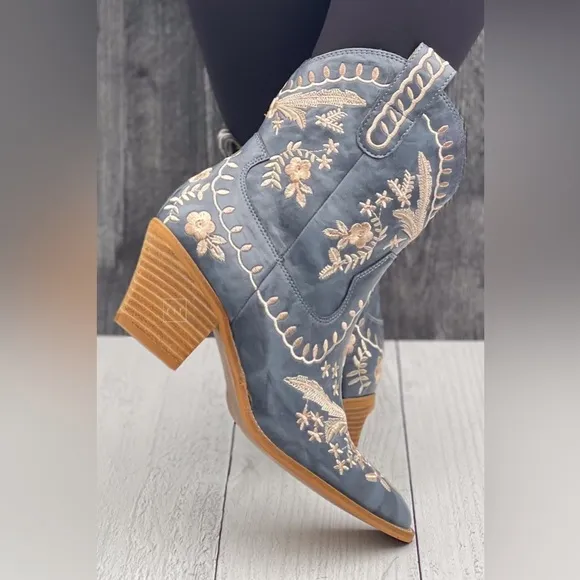 Corkys Footwear Lets Go Girls Blue Western Style Cowgirl Short Boots
