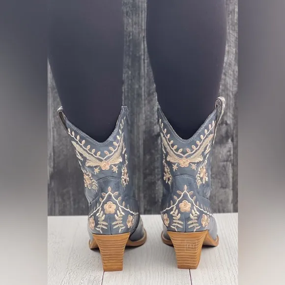 Corkys Footwear Lets Go Girls Blue Western Style Cowgirl Short Boots