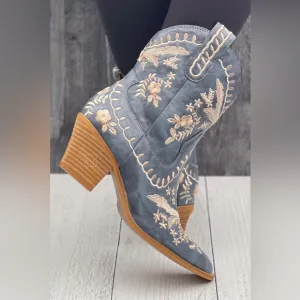 Corkys Footwear Lets Go Girls Blue Western Style Cowgirl Short Boots