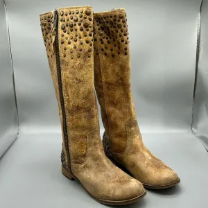 Corral Boots Indie Spirit Womens Riding Brown Tan Leather Studded Full Zip Boots