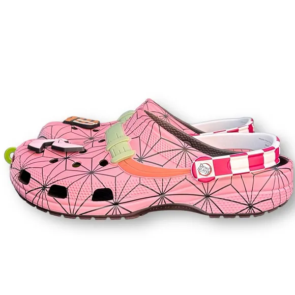 Crocs Classic Clog Demon Slayer Nezuko Pink Sandals Shoes Men’s Size 13 Jibbitz