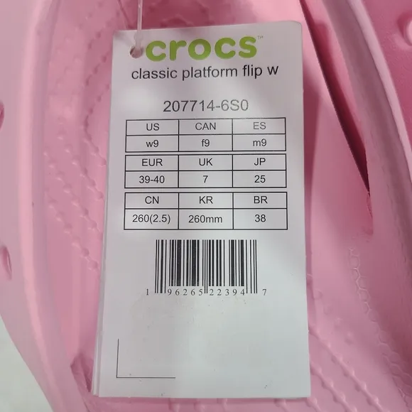 Crocs Classic Platform Flip Flops Flamingo Pink Women Size 9