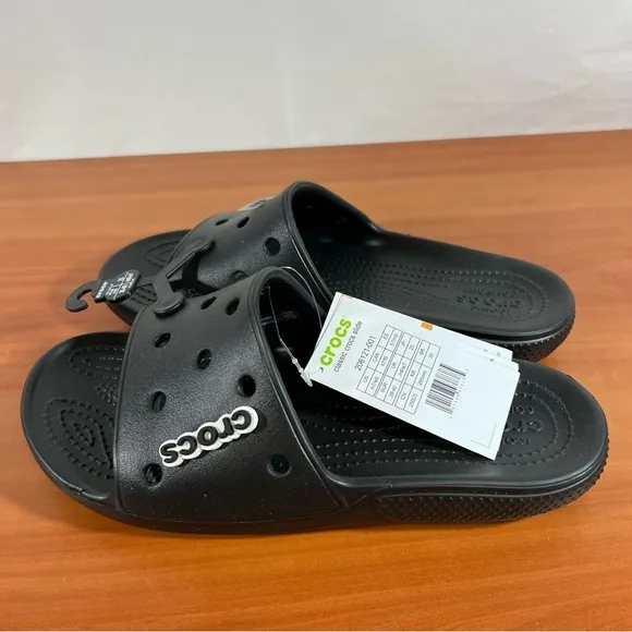 Crocs Classic Unisex Iconic Comfort Black Slide Sandals NWT Size 9 or 7 #B1859