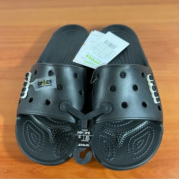 Crocs Classic Unisex Iconic Comfort Black Slide Sandals NWT Size 9 or 7 #B1859