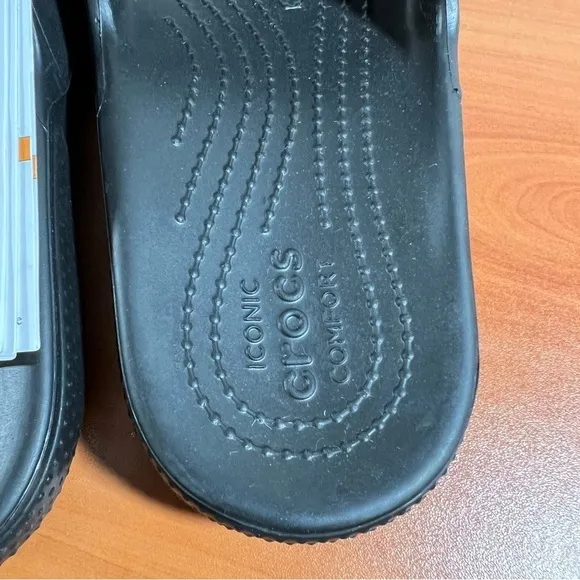 Crocs Classic Unisex Iconic Comfort Black Slide Sandals NWT Size 9 or 7 #B1859