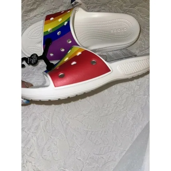 Crocs Crocband Classic Rainbow Slides sandals new