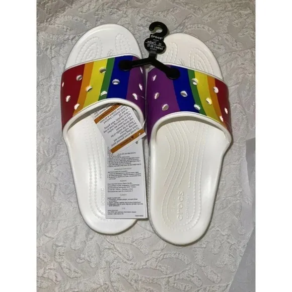 Crocs Crocband Classic Rainbow Slides sandals new