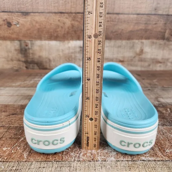 Crocs Crocband Platform Women Size 8 Slides Blue Sandal Comfort Shoes Waterproof