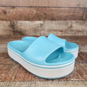 Crocs Crocband Platform Women Size 8 Slides Blue Sandal Comfort Shoes Waterproof