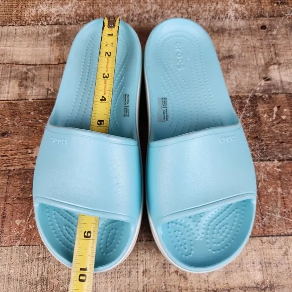 Crocs Crocband Platform Women Size 8 Slides Blue Sandal Comfort Shoes Waterproof