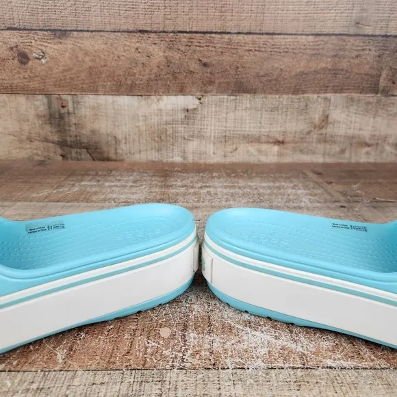 Crocs Crocband Platform Women Size 8 Slides Blue Sandal Comfort Shoes Waterproof