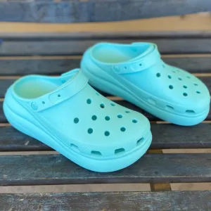 Crocs Crush Clog Unisex-Adult 10M/12W Aqua Blue  Slip-On Platform Sandal Light