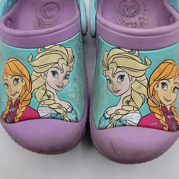 Crocs Disney Frozen Elsa And Anna Purple Clogs Girls Toddler Size 8/9