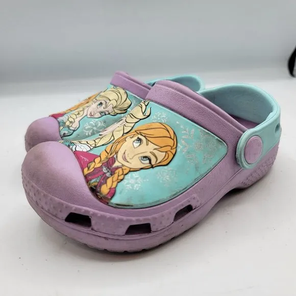 Crocs Disney Frozen Elsa And Anna Purple Clogs Girls Toddler Size 8/9